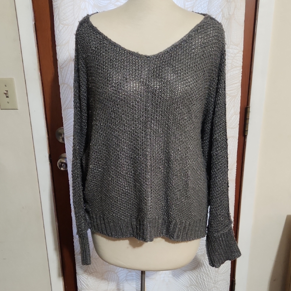 Bluivy Charcoal V-Neck Sweater Oversize/Relaxed Fit SM/MED Darling! - Picture 1 of 8